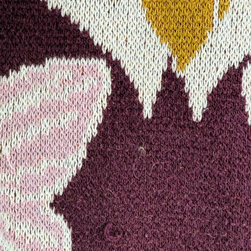 Anthropologie Love Birds Butterfly Knit Throw Blanket 60x52 Plum Orange